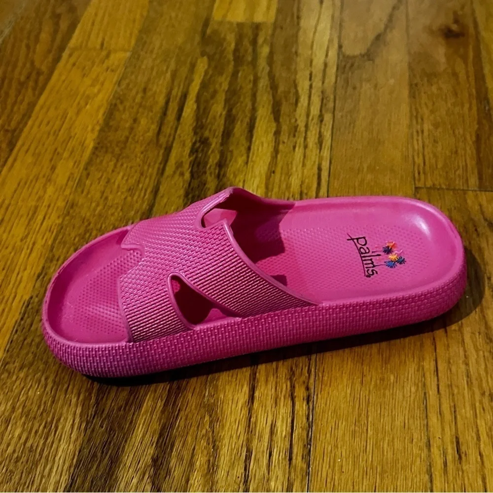 Kids Pink Slide Sandals palms pink size 34